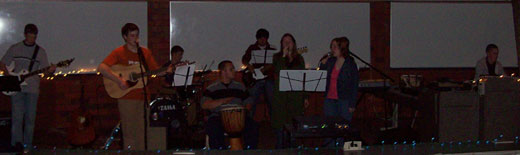 Jenny singing with Praise and Worship team 2007