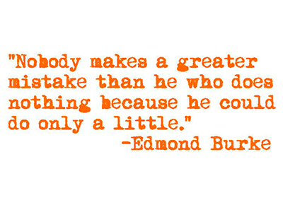 Nobody makes a greater mistake than he who does nothing because he could only do a little. —Edmund Burke