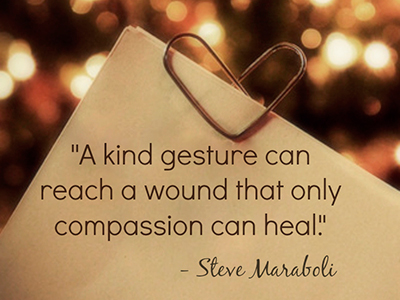 A kind gesture can reach a wound that only compassion can heal. —Steve Maraboli